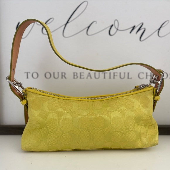 💛💚COACH 6371 Y2K Lime East-West Hampton Signature Demi Soho Baguette💚💛 - Picture 10 of 16